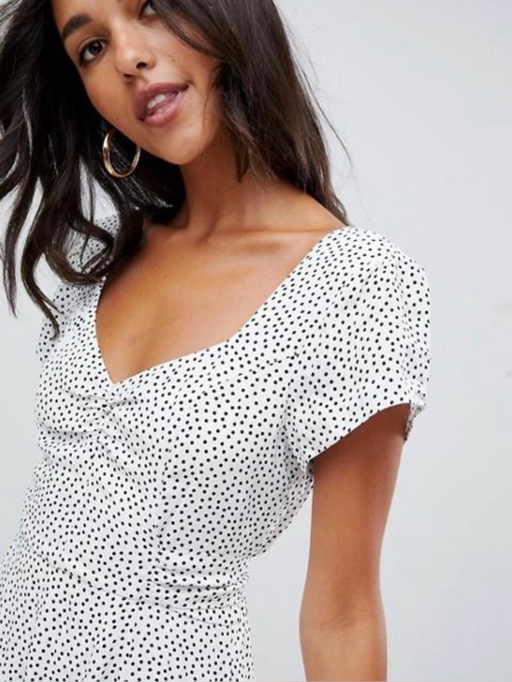 Abercrombie & Fitch Polka Dot Mini tea dress truched sweetheart neckline size M